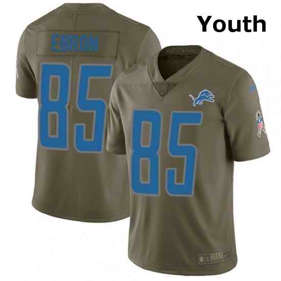 Youth Nike Detroit Lions 85 Eric Ebron Limited Olive 2017 Salute to Service NFL Jersey
